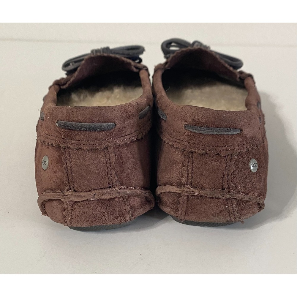 Ugg Australia Round Toe Dark Brown Suede Flat Loafers Faux-fur Lined 6 US/37EU - Picture 5 of 12